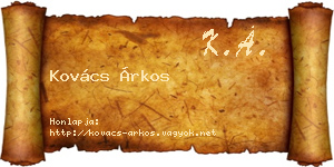 Kovács Árkos névjegykártya